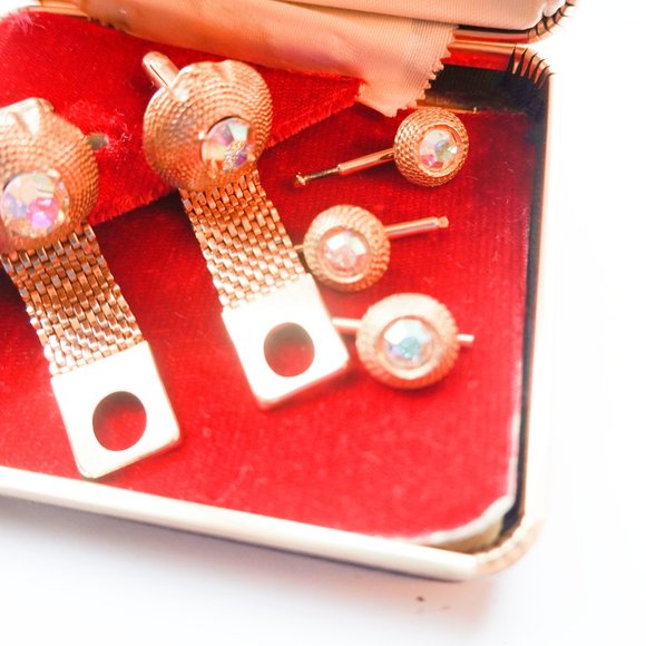 1960's Crystal Tuxedo Cufflinks and Studs - Picture 2 of 2